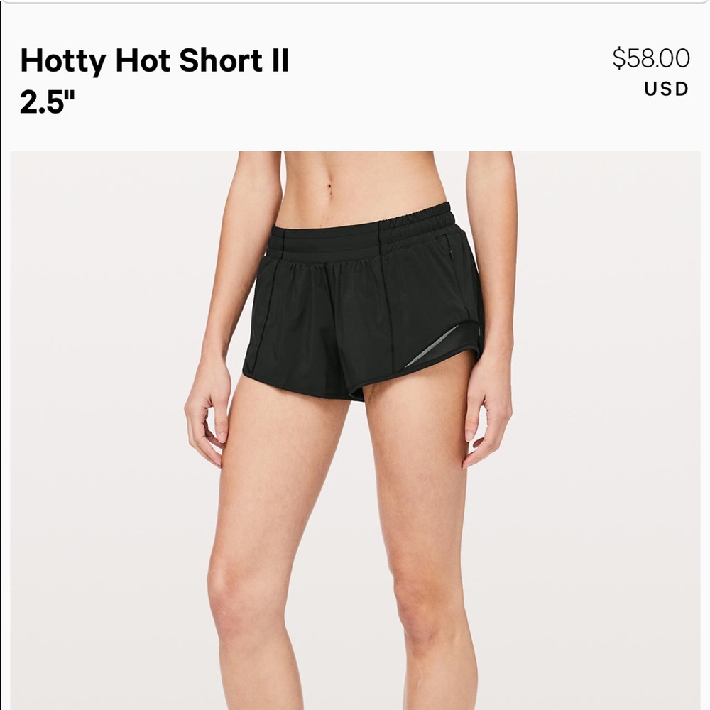 Lululemon black hotty hot shorts 2.5”